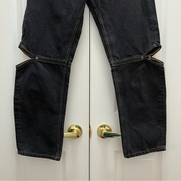 Still Here New York Cowgirl Jean Barrel Leg Cut-Out Tapered Washed Black size 28 - Picture 5 of 15